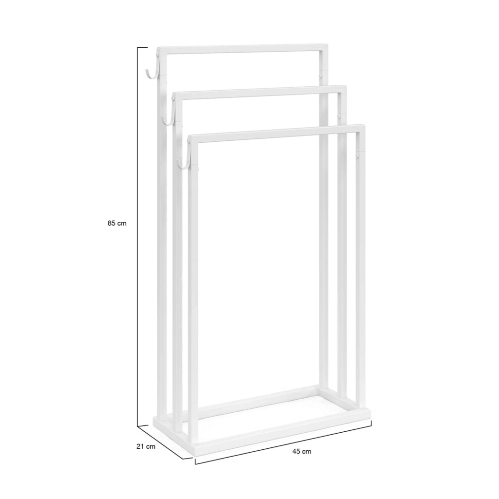 IDMarket - DALLAS Portasciugamani a pavimento a 3 livelli in metallo bianco, design industriale
