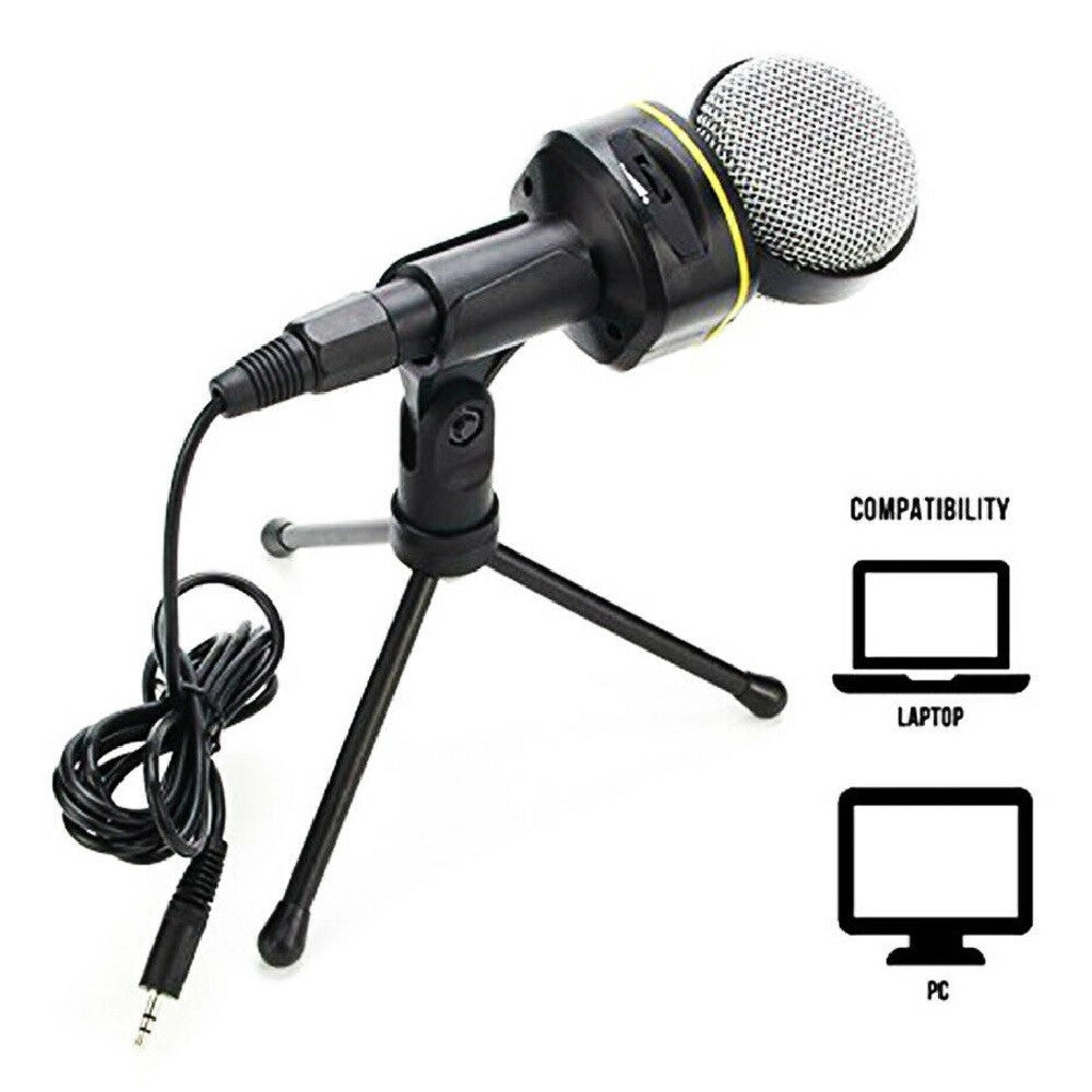 Trade Shop - Microfono A Condensatore Da Tavolo Audio Qy-930 Con Supporto Treppiede Pc Laptop -