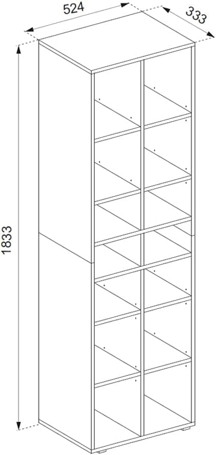 Scarpiera Paris, Bianco, 52.4 x 183.3 cm 22 scomparti