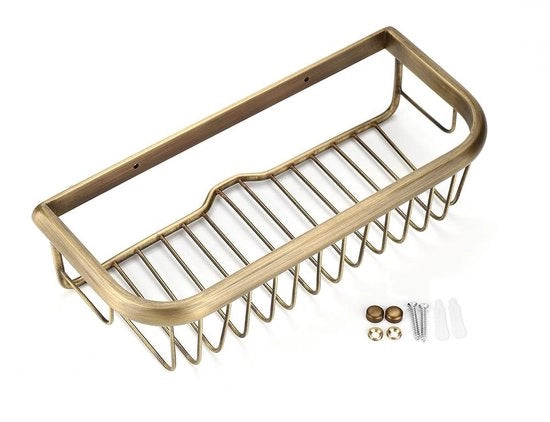 Caddy per doccia 30 cm - Montaggio a muro - Materiale in rame - Cassettiera - Manichetta per asciugamani - Progetto moderno - Piastra per bagno