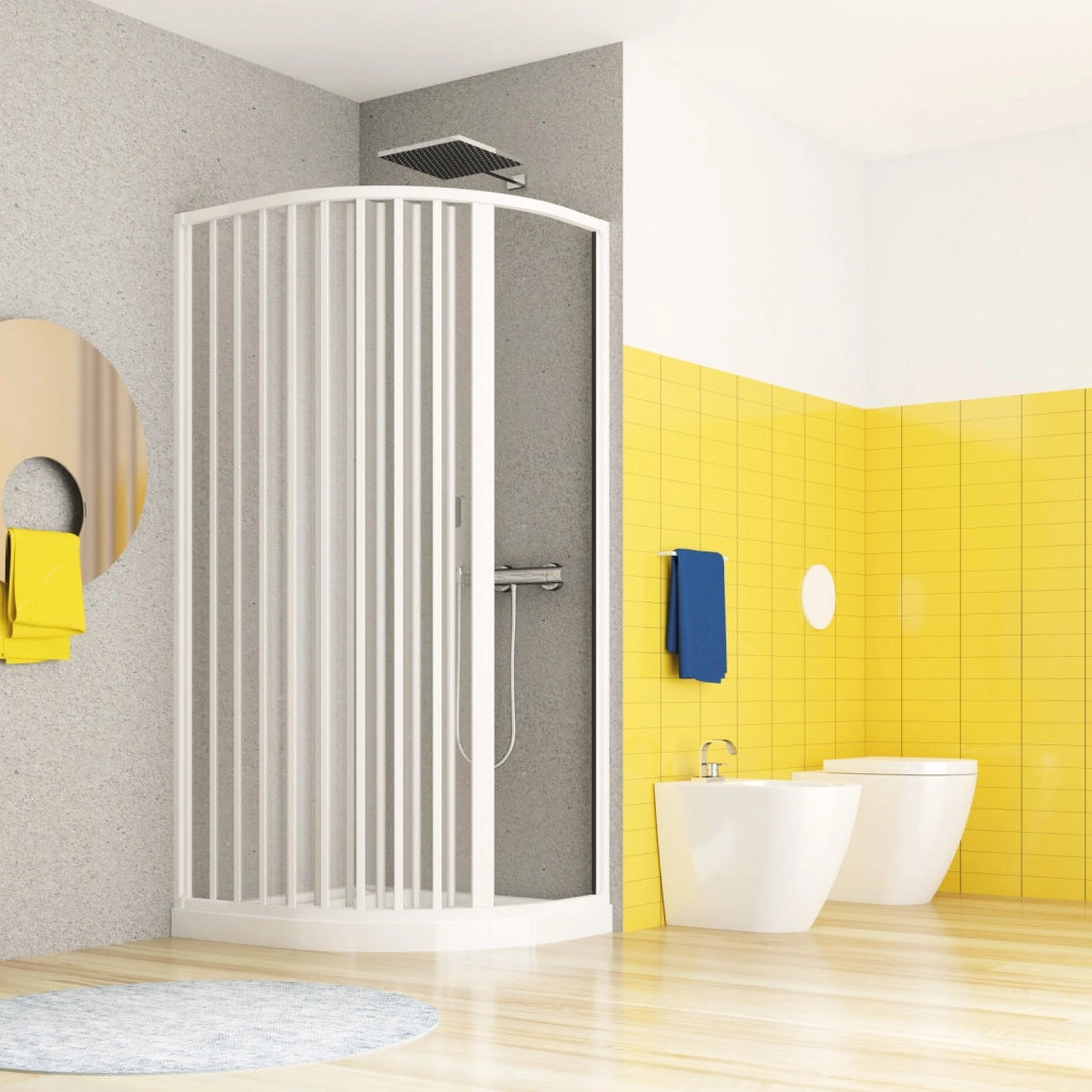 Box doccia due lati asimmetrico soffietto, ingresso laterale pvc bianco h185cm Platra Natia Bianco,80x100 cm