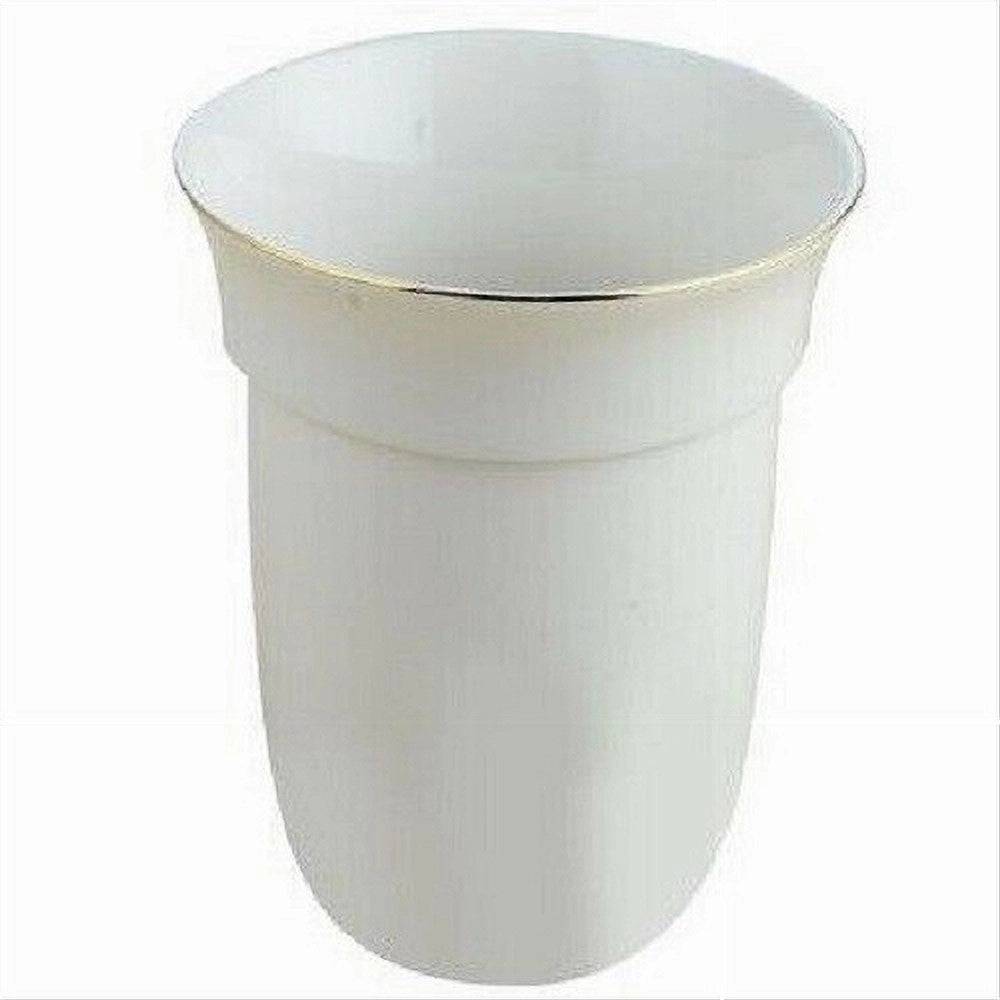 Trade Shop - Bicchiere Ricambio Porta Scopino Wc Ceramica Bordi Dorati Bagno Accessori 59343 -