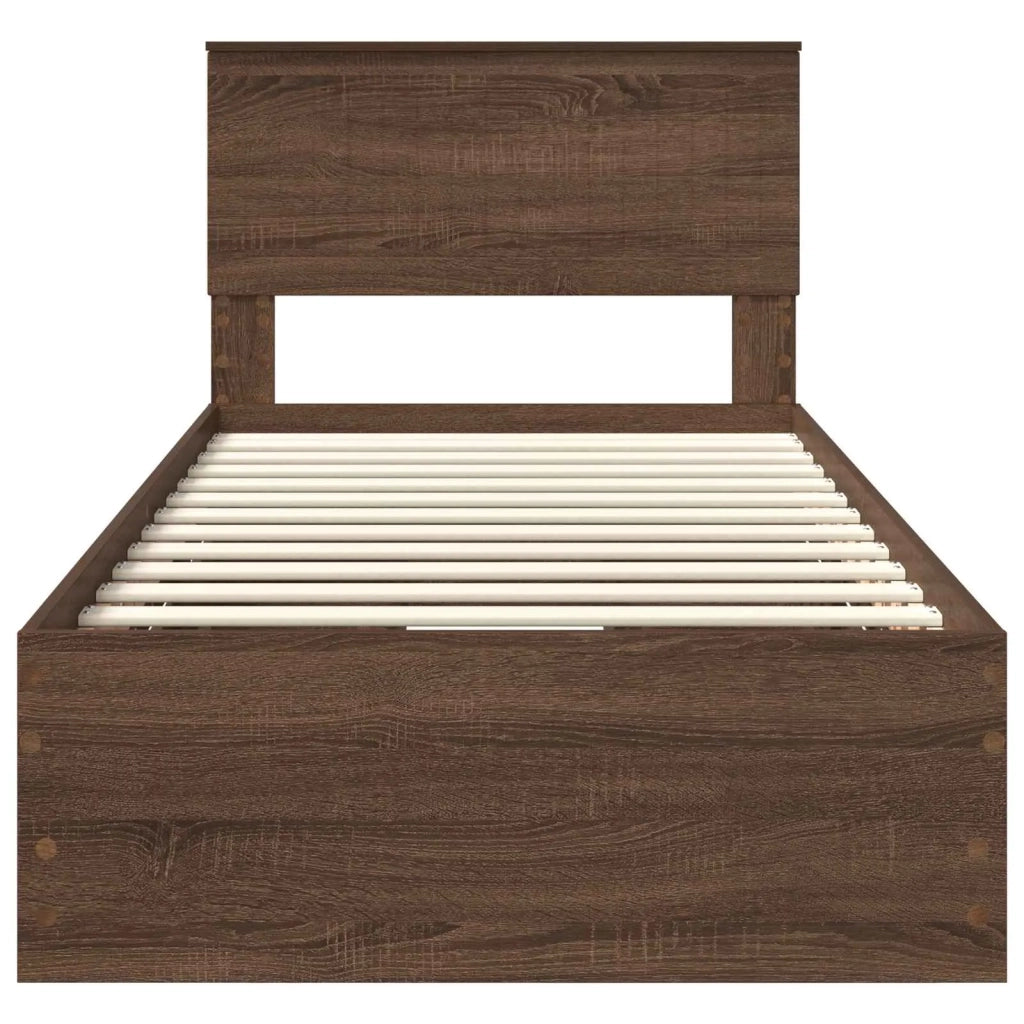 Letto singolo | Letto per adulti | Struttura del letto con cassetto Rovere Marrone 90 x 190 cm