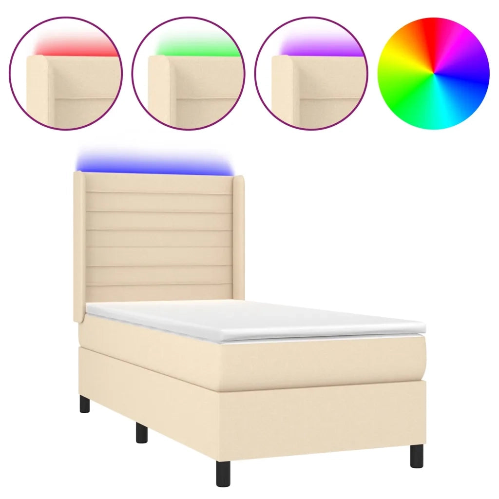Letto a Molle con Materasso e LED Crema 80x200 cm in Tessuto cod mxl 58178