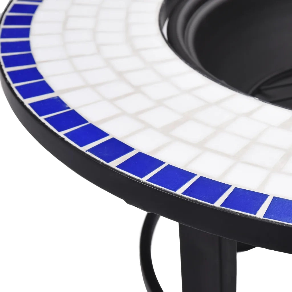 Braciere a Mosaico Blu e Bianco 68 cm in Ceramica CFW9482738
