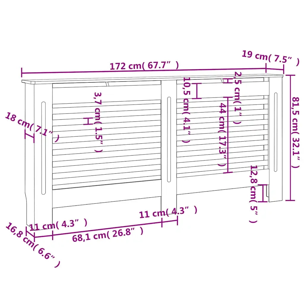 Copertura per Radiatore Antracite 172x19x81,5 cm in MDF 288188
