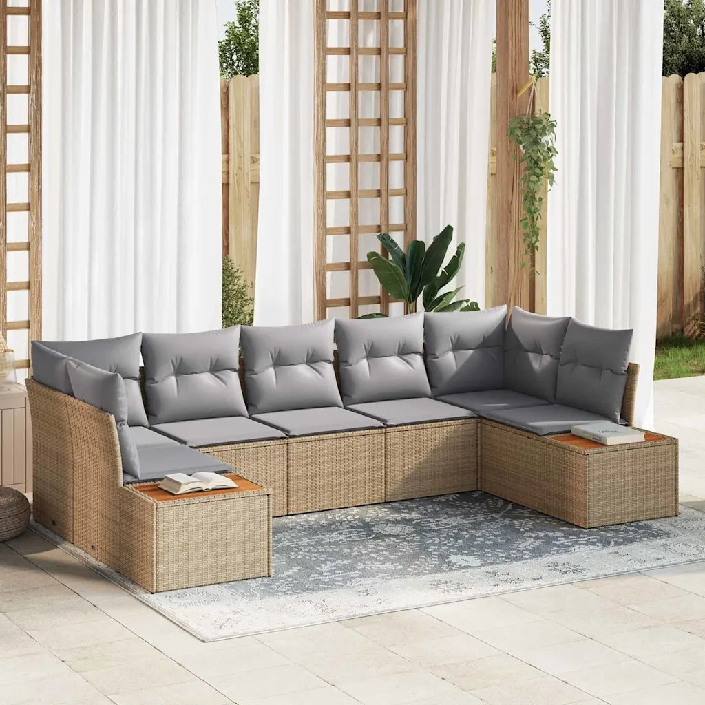 Set Divano da Giardino 7 pcs Beige e Grigio Chiaro Polyrattan 3356830