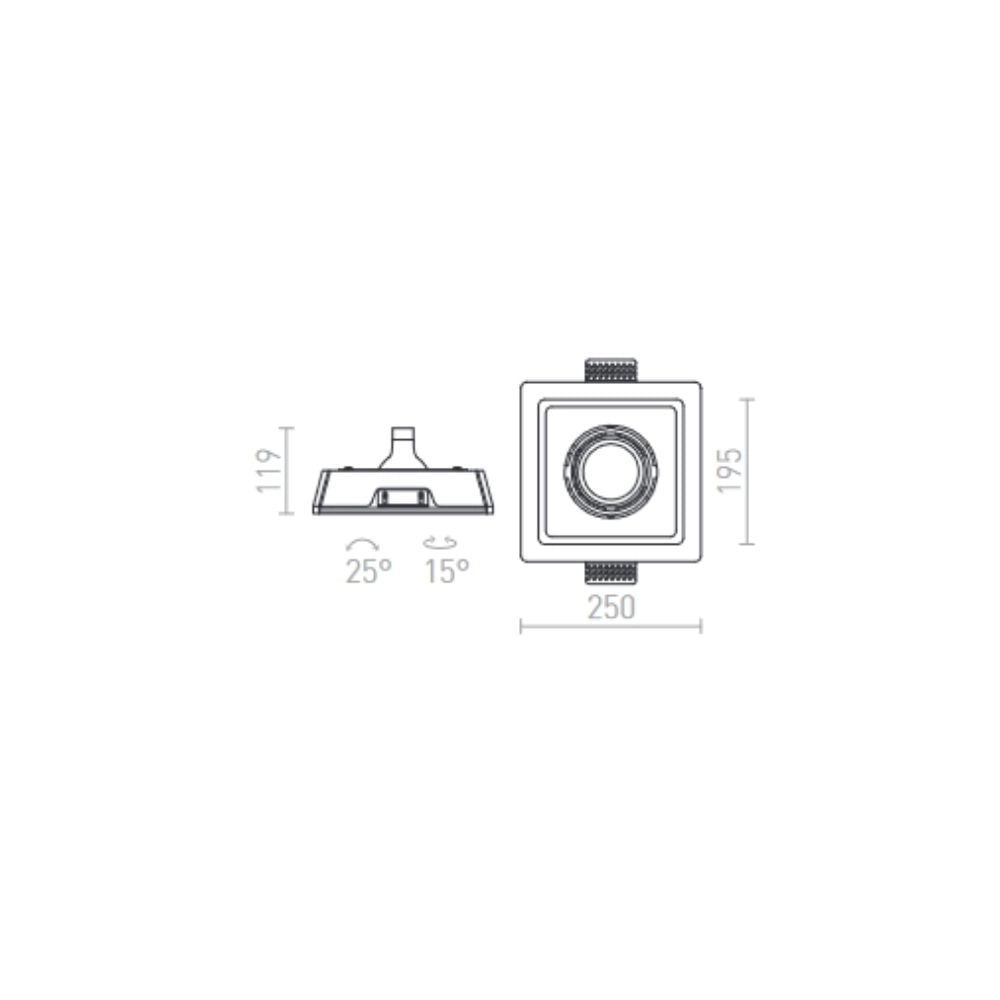 Faretto DINO SQ G53 inclinabile gesso 12V G53 50W