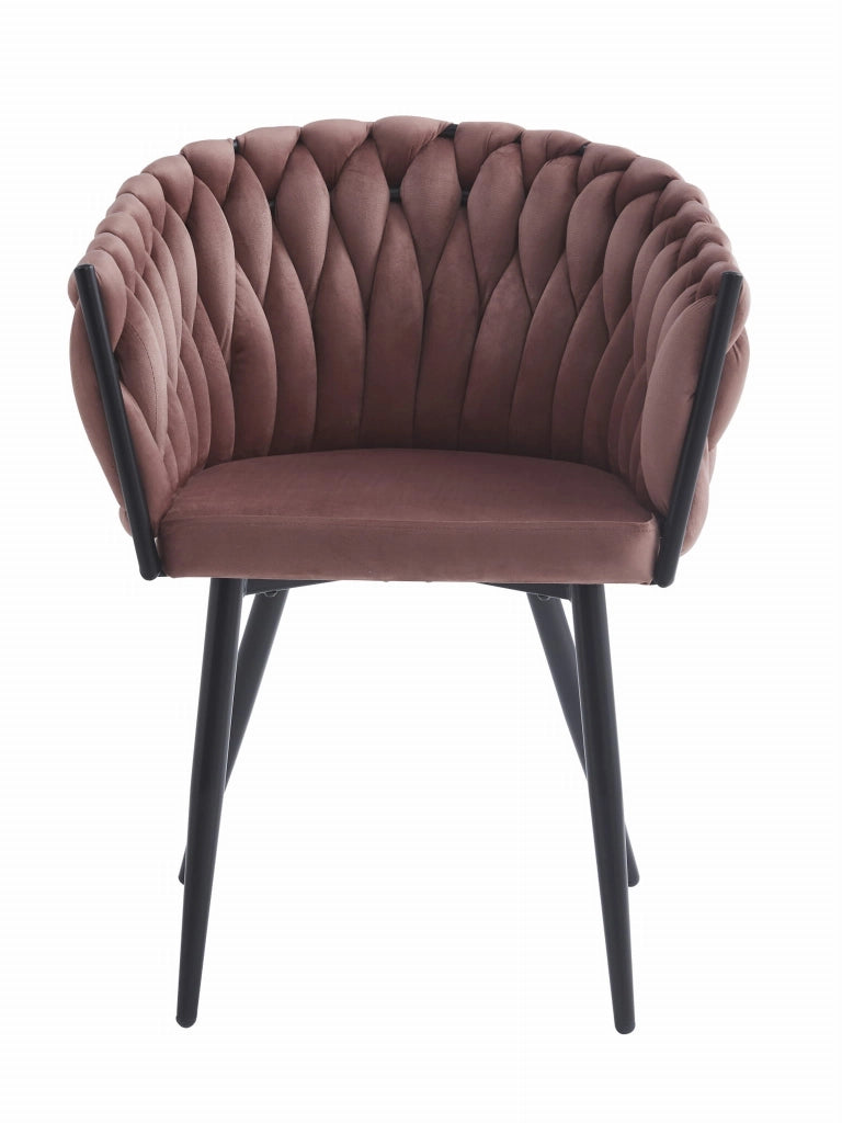 Sedia Valora MAYAN in velluto rosa scuro con gambe nere