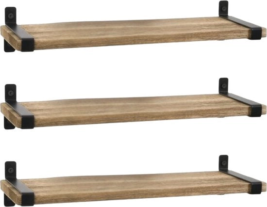 Pannelli di parete rustici - Design fluttuante - Legno e Metallo - Set da 3 - Stile Vintage