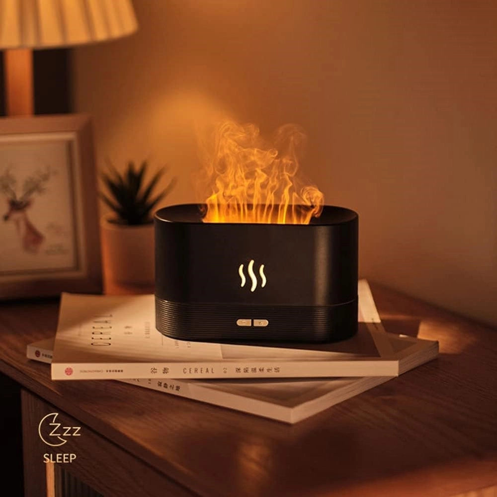 Trade Shop - Diffusore Umidificatore A Nebbia Luce Effetto Fiamma Super Silenzioso Per Camera Ufficio -