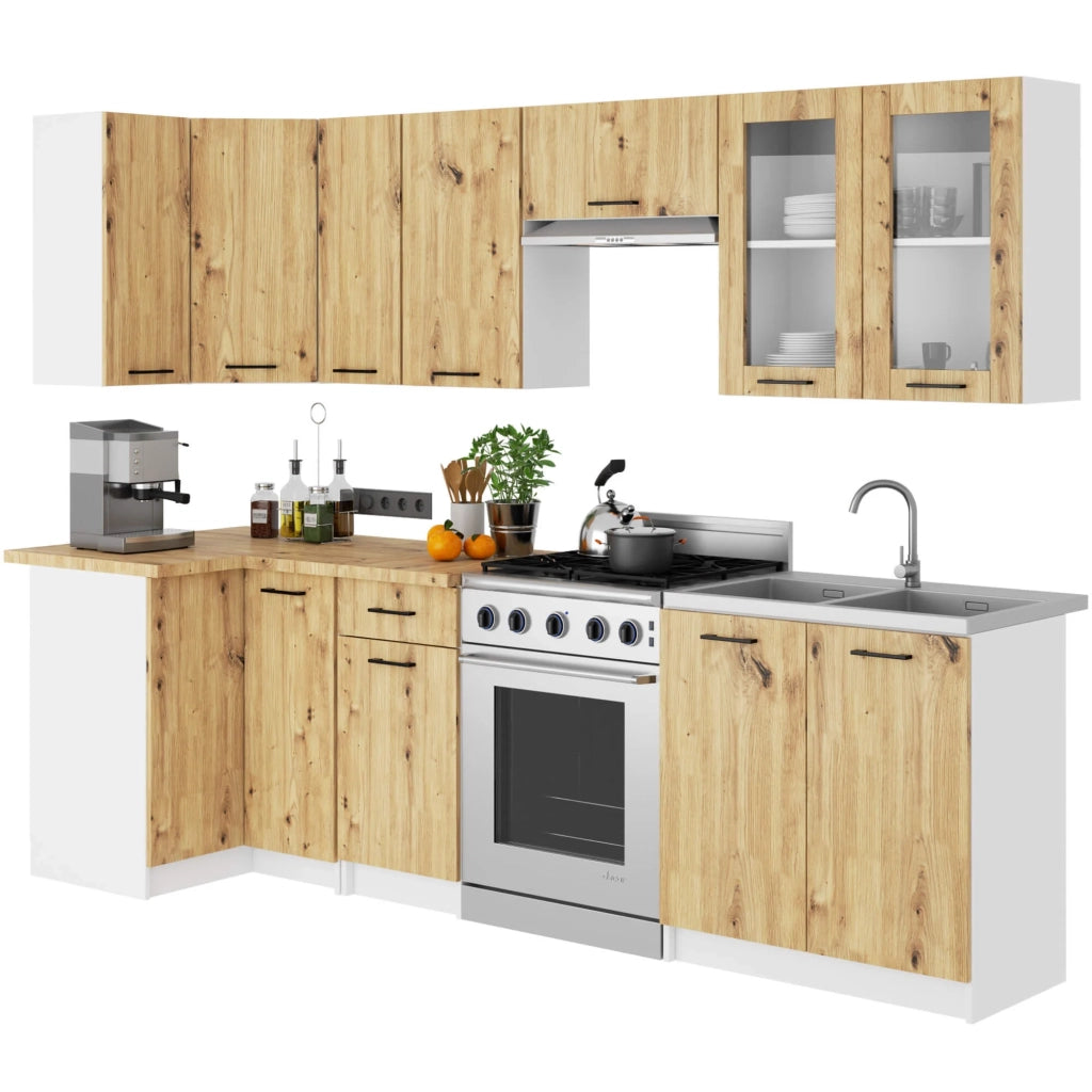Vetrina da cucina sospesa Bianca 80 cm 2 porte Colore frontale Quercia Artigiana 80x30,5x72 cm