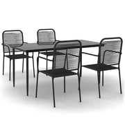 Set da Pranzo da Giardino 5 pz | Set Salotto da Giardino Nero Corda di Cotone e Acciaio