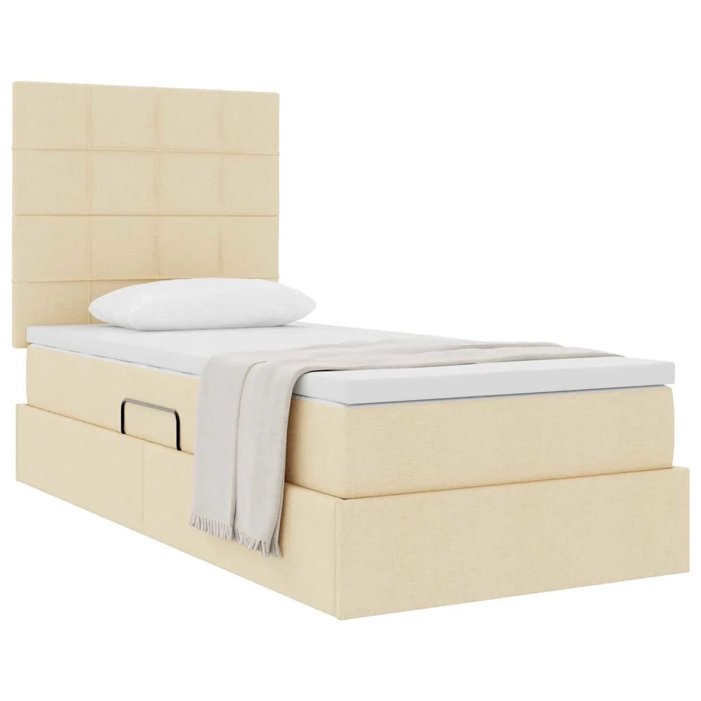 Letto con contenitore e materasso Crema 90 x 200 cm Poliestere