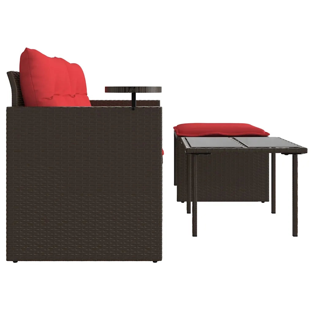 Set Divani da Giardino 3 pz con Cuscini Marrone in Polyrattan 365465