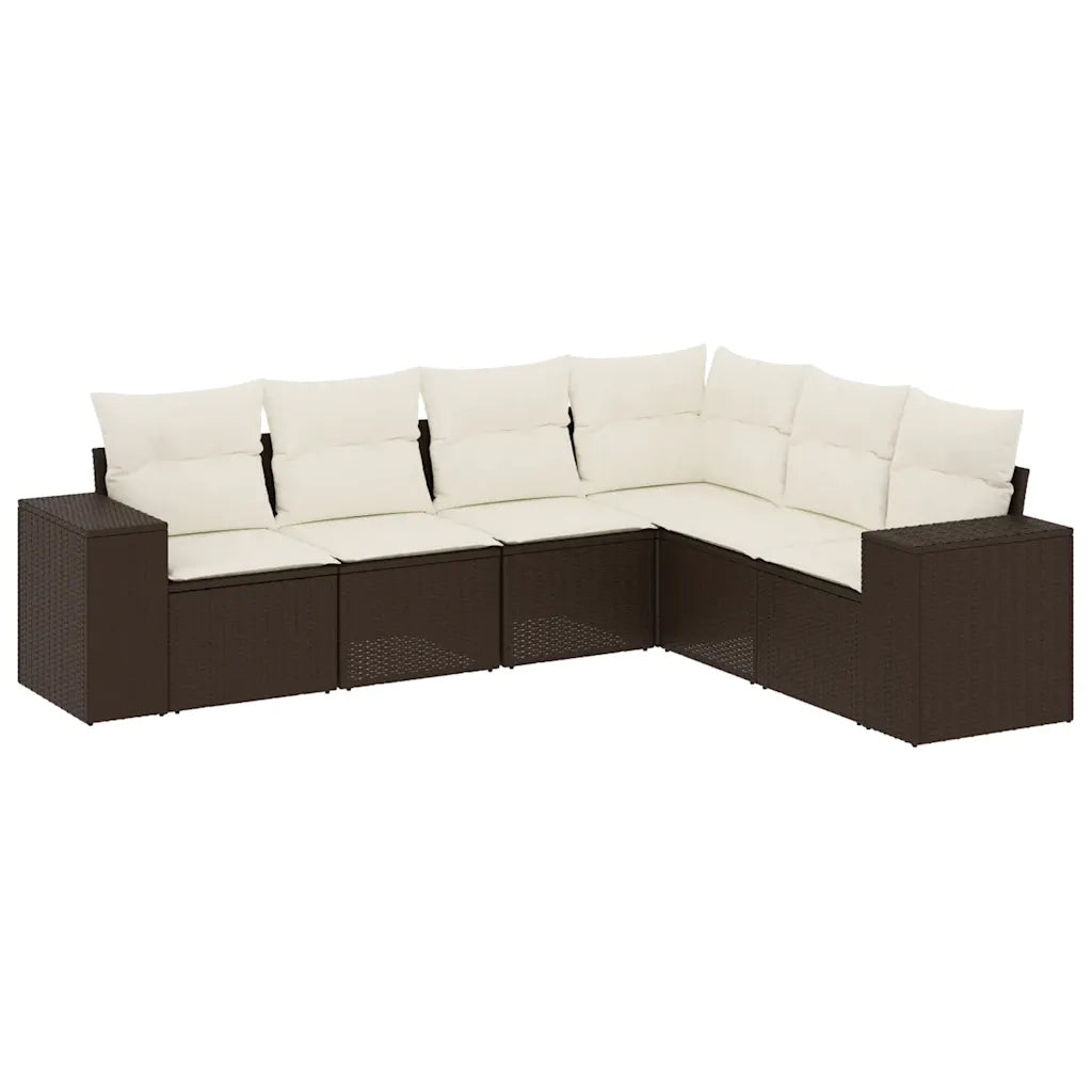 Set Divano da Giardino 6 pz con Cuscini Marrone in Polyrattan 3254950