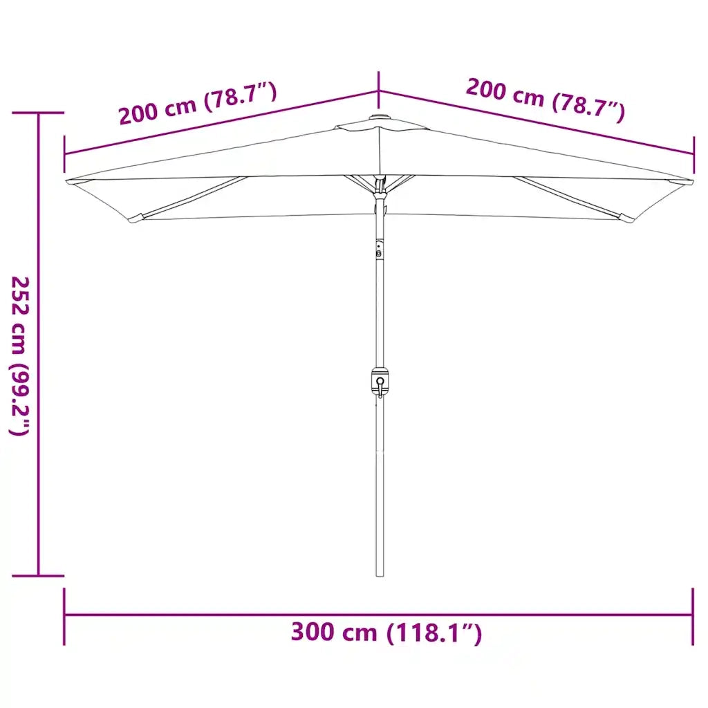 Ombrellone con Palo in Metallo 300x200 cm Antracite cod mxl 63011