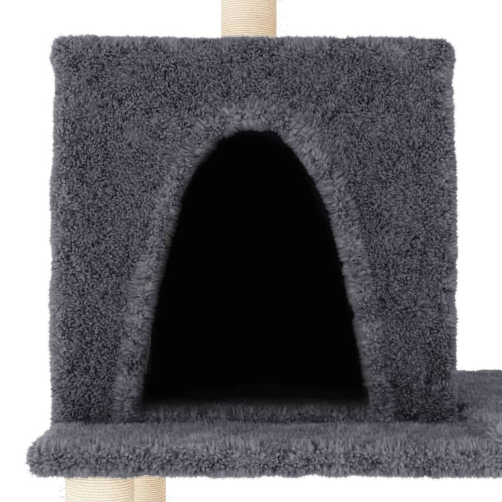 Tiragraffi per gatti torre per arrampicata giocattolo piattaforma per arrampicata con tiragraffi in sisal scuro 167 cm grigio 02_0022680