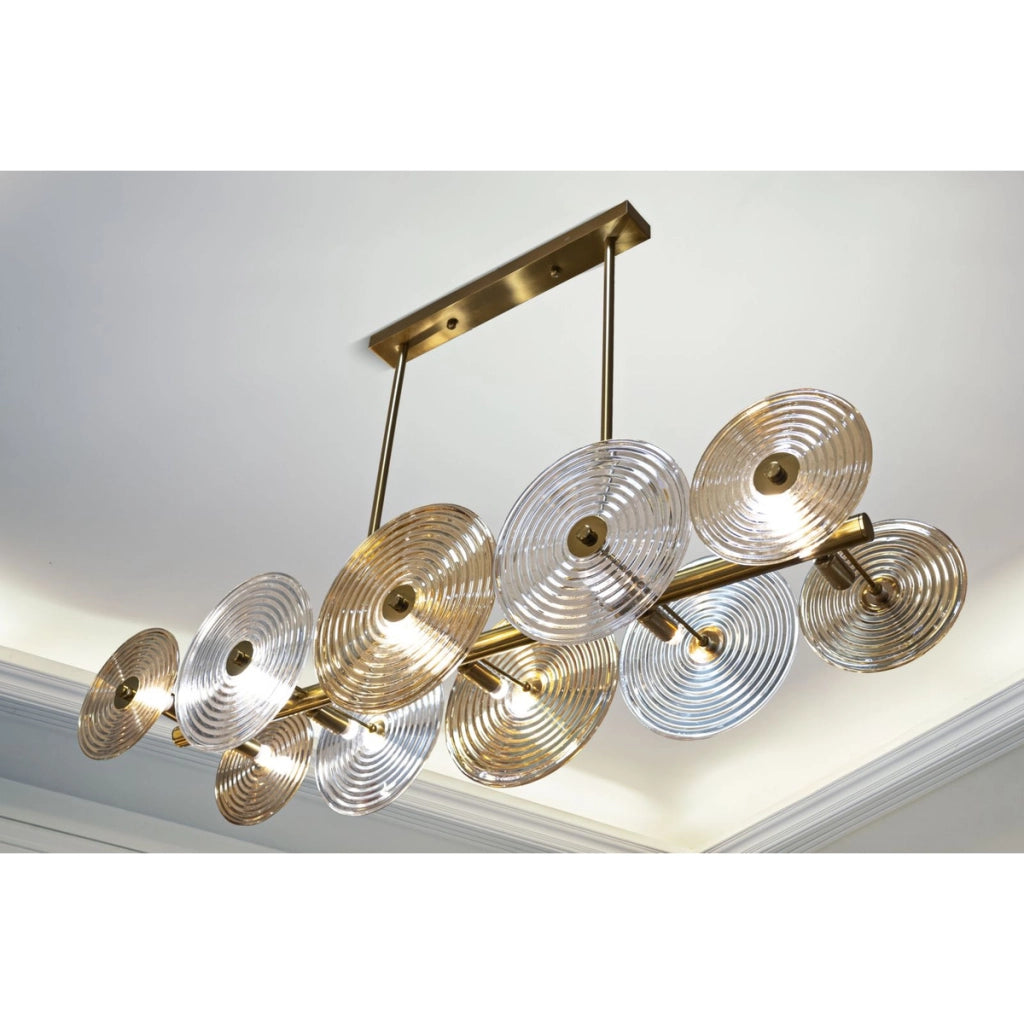 Lampadario Venice in vetro e ferro dorato 116x27x79 cm