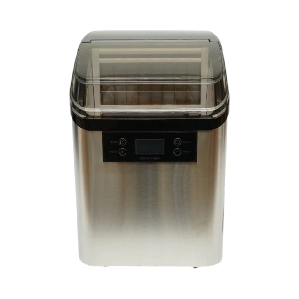 Macchina per ghiaccio a cubetti in acciaio inox 20 kg/24h, serbatoio acqua 2,5 l, cestello di raccolta 1,2 kg, autopulente, display digitale