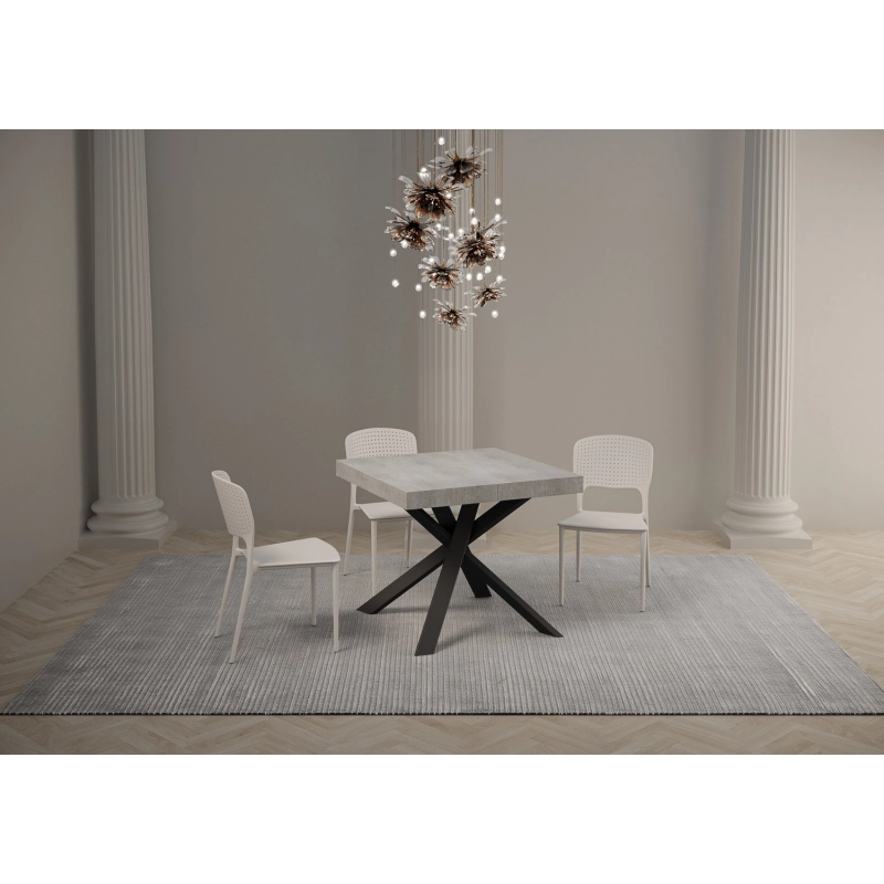 Tavolo allungabile 90x90/194 cm Clerk piano - gambe Antracite - Cemento