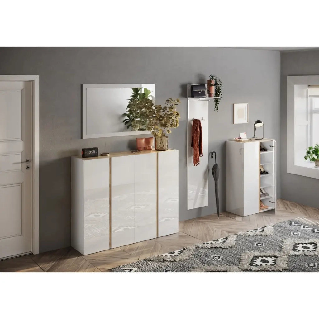 Specchio d'ingresso design, 110x68 cm, collezione KEY, cornice bianca lucida laccata