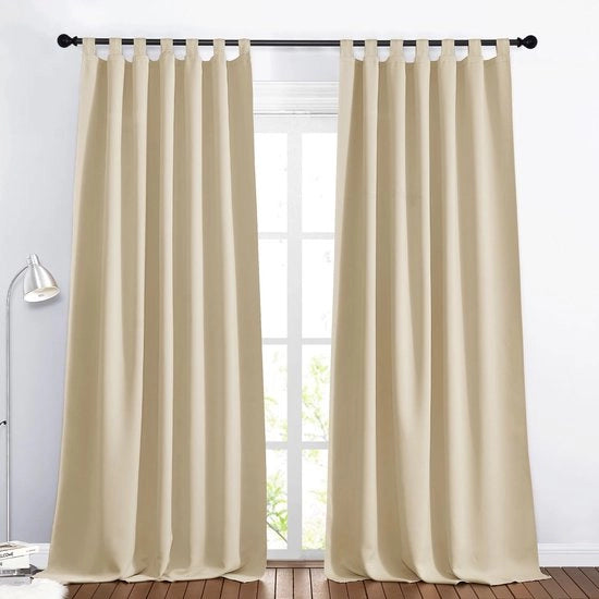 Set di tende di oscuramento a 2 pezzi - Tende termiche opache - H 245 x L 140 cm - Beige - Ideale per soggiorni/camere da letto - Decorazione per finestre