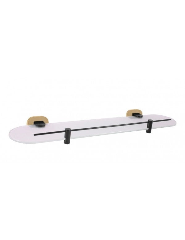 Mensola doccia YUKON in vetro e ottone oro nero 50 cm