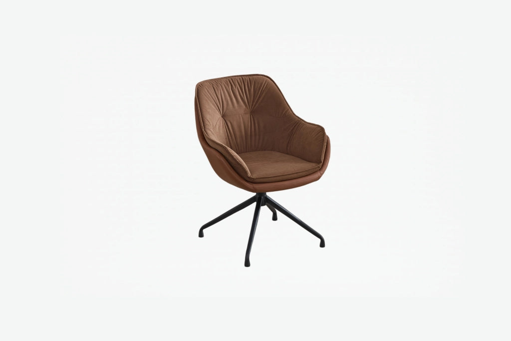 Poltrona girevole in pelle sintetica ergonomica con rotazione 360 gradi per camera da letto marrone 69 × 65 × 46 cm