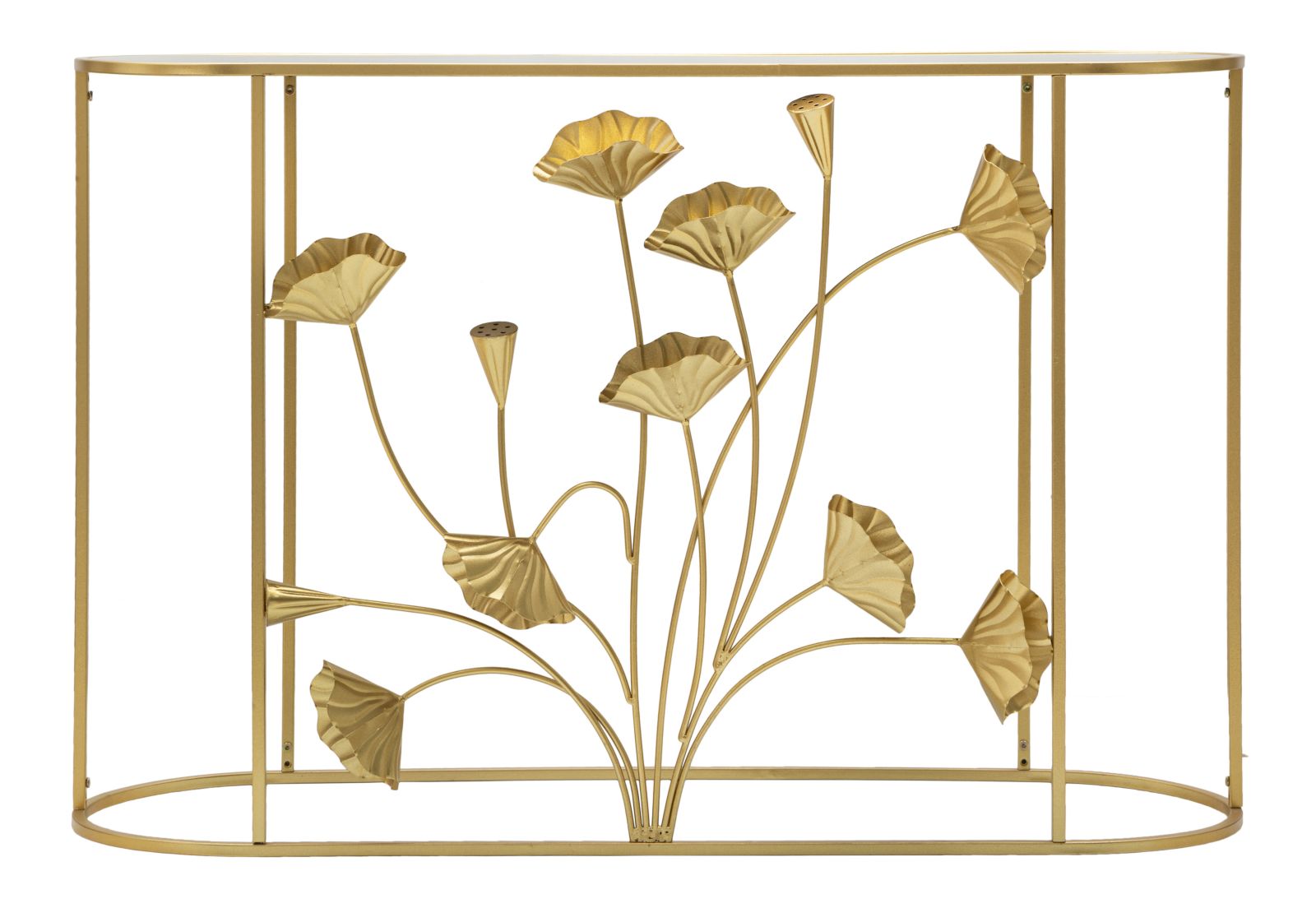 Console Fissa Flow 120x80x40 cm in Ferro e MDF Oro