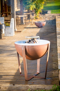 Barbecue a Legna Ø80x80 cm Iris in Acciaio Effetto Ruggine