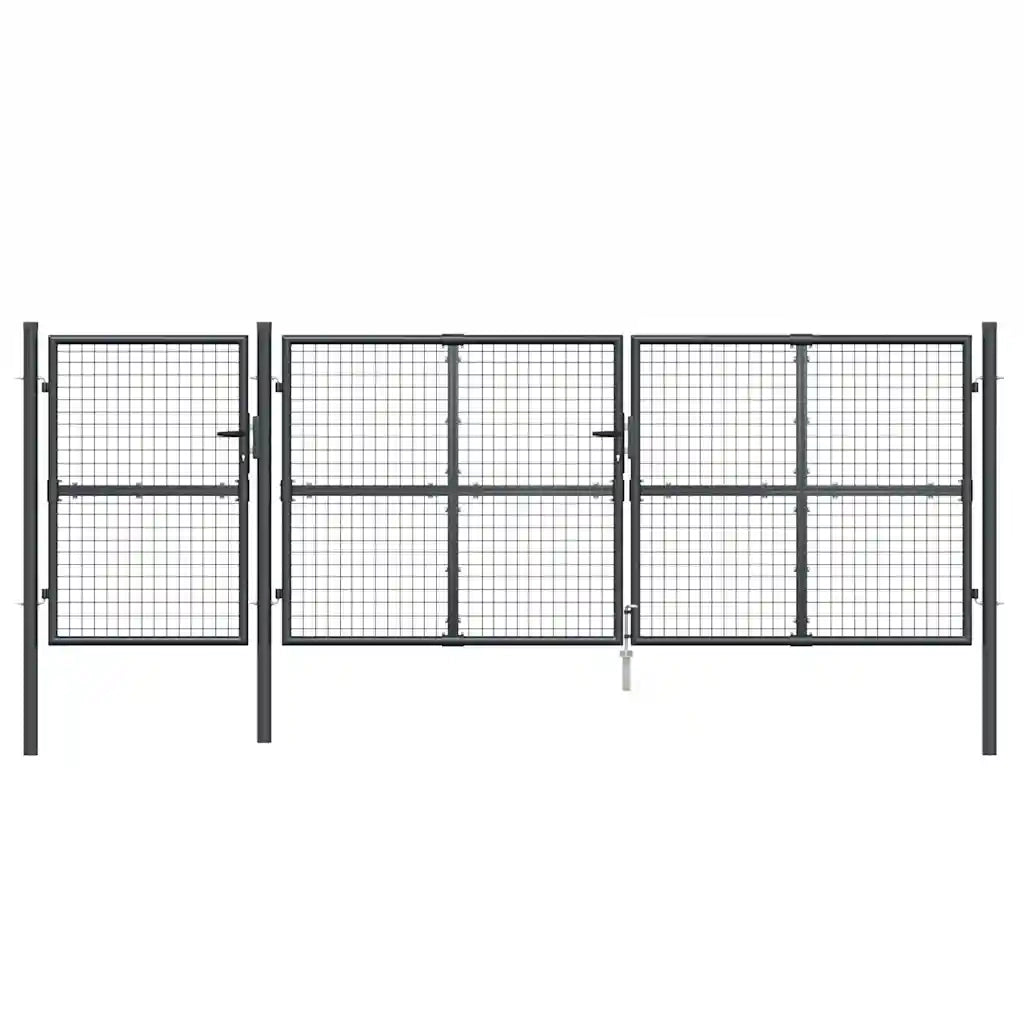 Cancello da Giardino in Rete Antracite 400x125 cm in Acciaio Zincato 154546