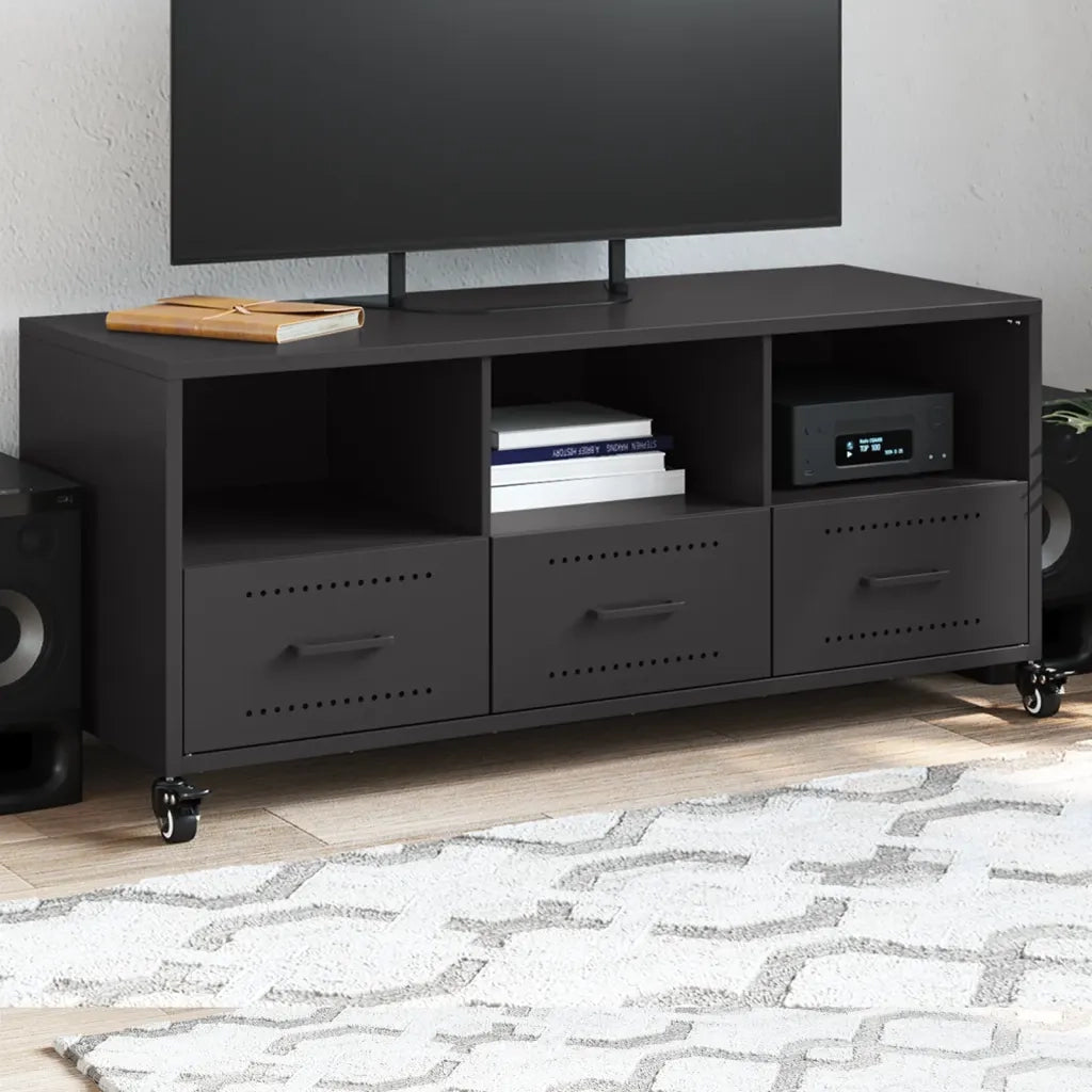 Mobile TV Nero 100,5x39x43,5 cm in Acciaio 846692