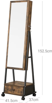 Comparto per gioielli - Armadio per gioielli - Comparto per gioielli in stile vintage - Organizzatore per gioielli con cassetto - Ruote - Regalo - 37cm x 41.5cm x 152.5cm