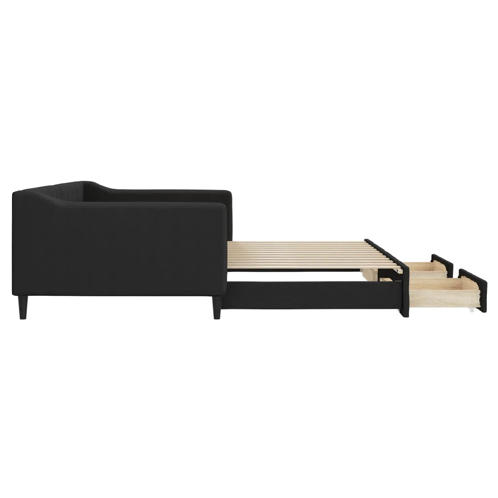 Divano Letto Estraibile con Cassetti-Sofa Letto-Daybed Nero 100x200 cm in Tessuto 320590
