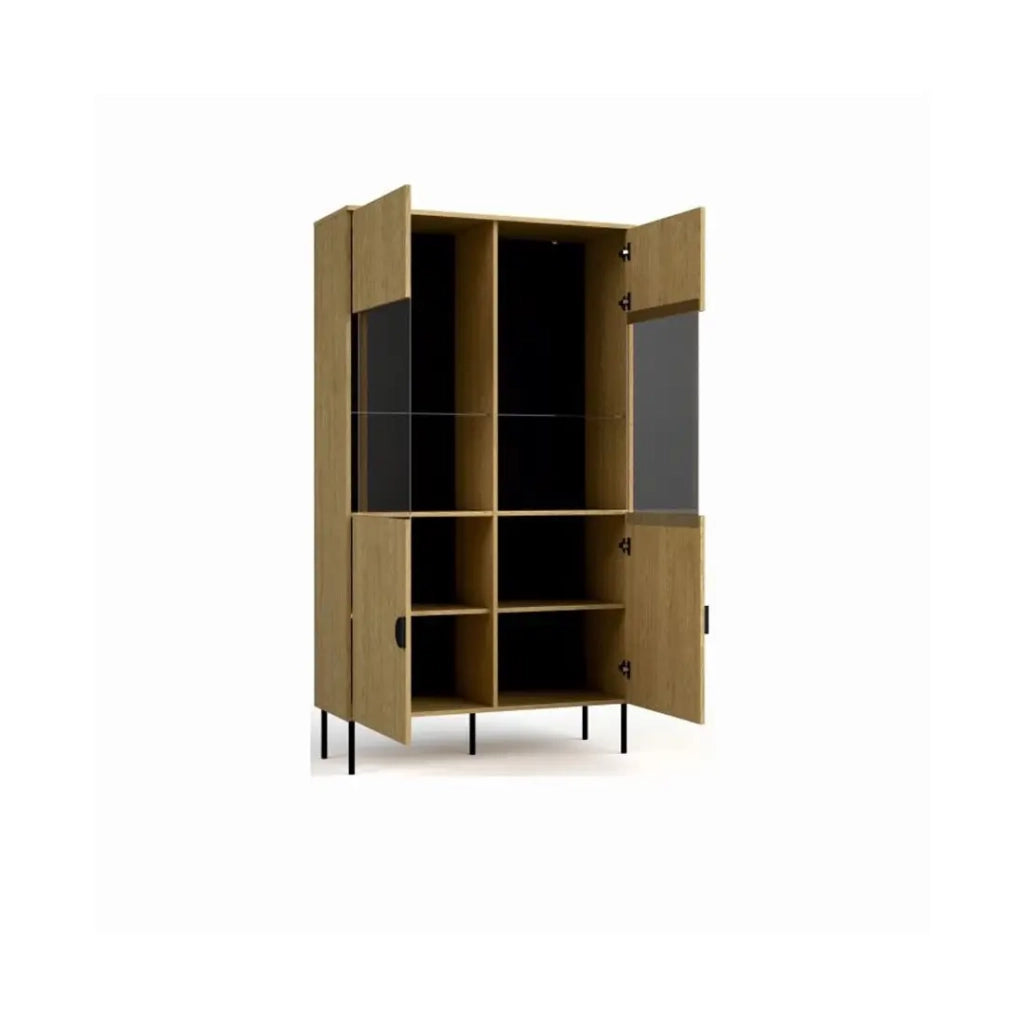 Vetrina color quercia con porte in vetro - Collezione MONDO