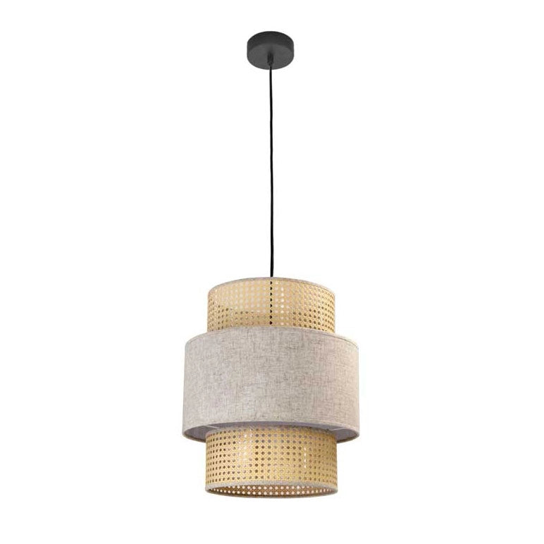 LAMPADARIO STILE INDUSTRIAL LINO 40X44,5 CM CON PARALUME CREMA E BIANCO