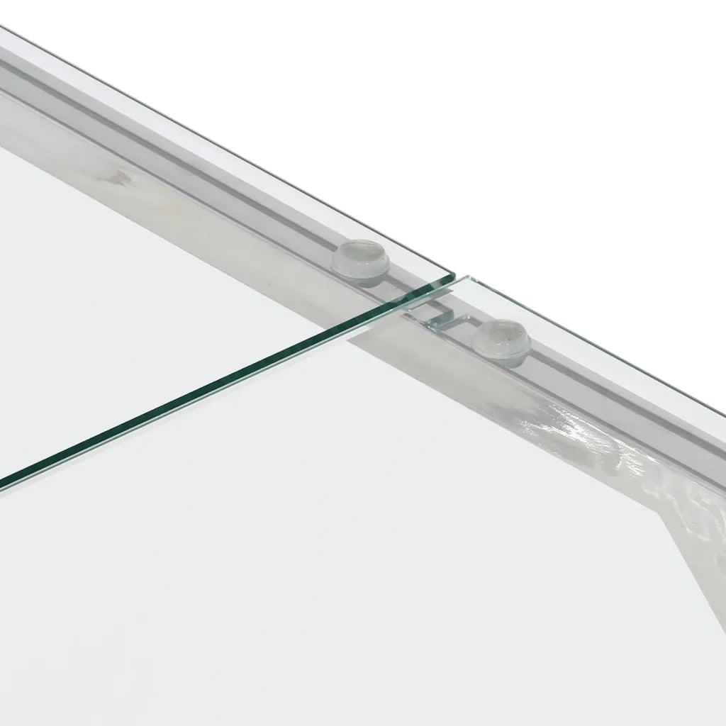 Tavolino Salotto Argento Acciaio Inossidabile Vetro Temperato 349953