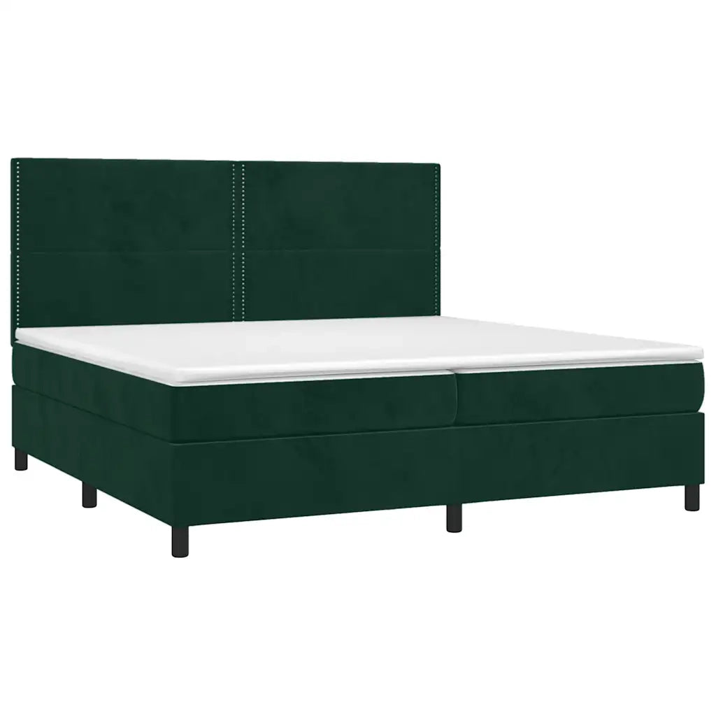 Giroletto a Molle con Materasso Verde Scuro 200x200 cm Velluto