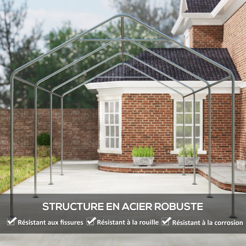Tenda Garage 3x6 m ¨C Zephmum ¨C Grigio, Paroi Laterali Amovibili, 2 Porte Zip