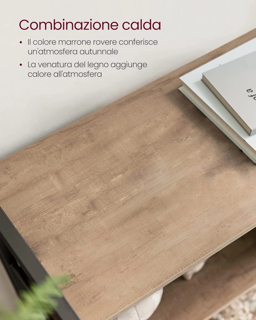 VASAGLE LBC022B50 - Libreria grande con ante, 4 ripiani, struttura in acciaio, stile industriale, per soggiorno, ufficio, colore rovere tostato e nero