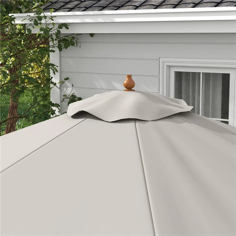 OMBRELLONE DA GIARDINO CON DOPPIO TETTUCCIO IN BAMBÙ E POLIESTERE Ø 325X250 CM GRIGIO