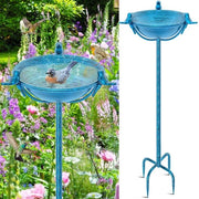 Vogelbad con 3 Sculture di Uccelli - Decorazione per Giardino all'Aperto - Vasca d'Acqua per Uccelli Selvatici - Vogelbad in Piedi - Vasca per Uccelli 120 cm - Diametro 26 cm - Decorazione per Giardino