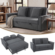 Divano letto futon 2 posti ¨C Xylo ¨C con schienale regolabile e 2 cuscini grigio scuro
