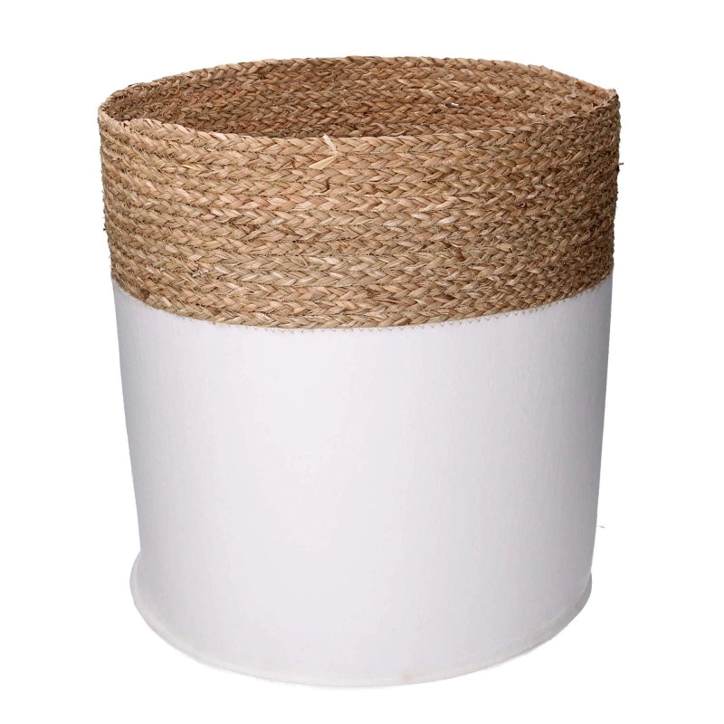 Cesta tessuto 1-3 bianco e naturale tondo cm ø41h42