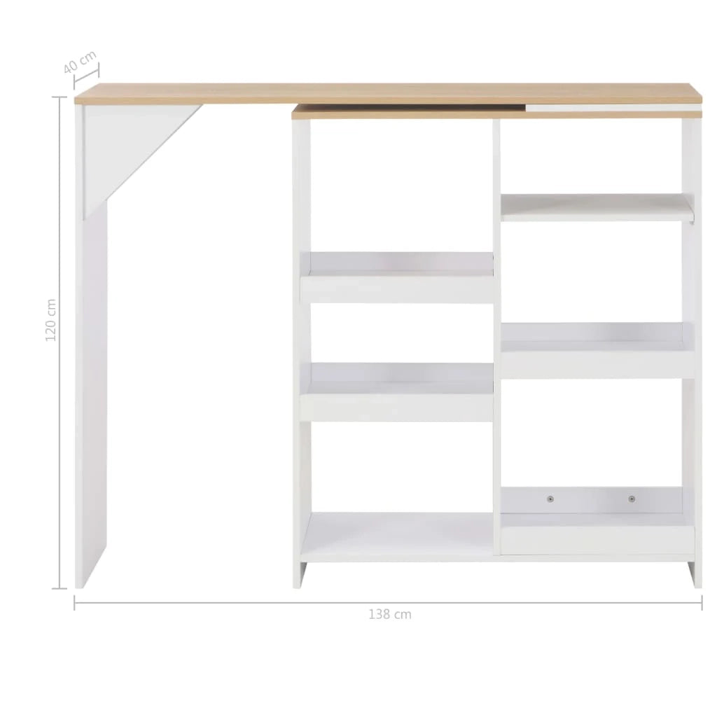 Tavolo alto da bar/bistrot con ripiano rimovibile bianco 138 cm 0902046