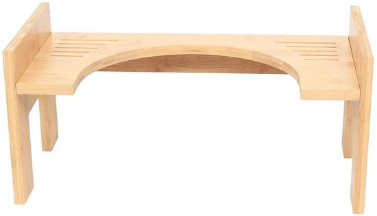 Sedia per bagno per adulti e bambini - Regolabile in altezza - In bambù - Dimensioni: 45 x 24,5 x 28 cm