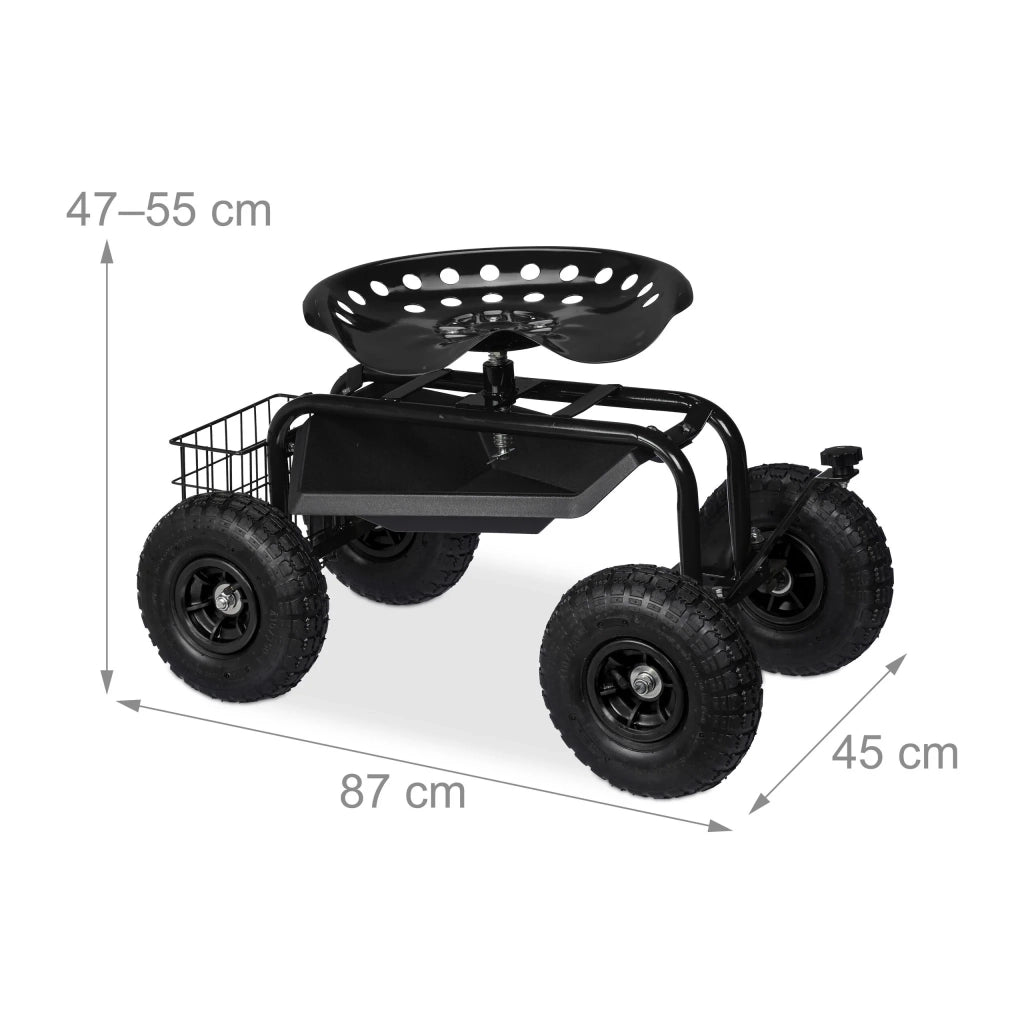 Sgombero da giardino con ruote ergonomico regolabile 47 x 45 x 87 cm pratico porta attrezzi in acciaio verde 13_0016014