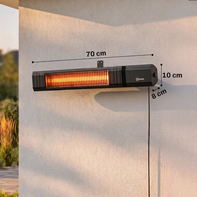 Stufa a infrarossi a parete 2000 W in carbonio; app WiFi e telecomando; 9 livelli; nero