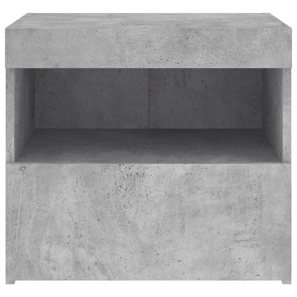 Comodini con Luci LED 2pz-Set di 2 Tavolino da notte Grigio Cemento 50x40x45 cm